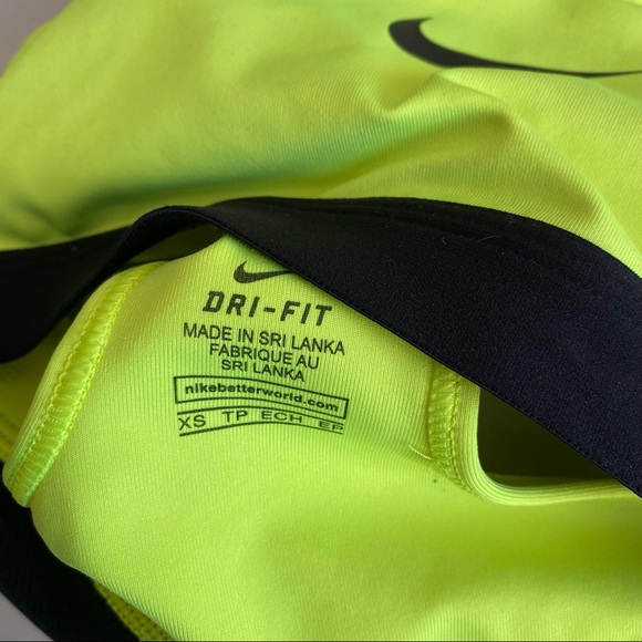 Nike Pro Dri-Fit Women's XS Neon Yellow Swoosh Logo Racerback Sports Bra - Picture 7 of 8